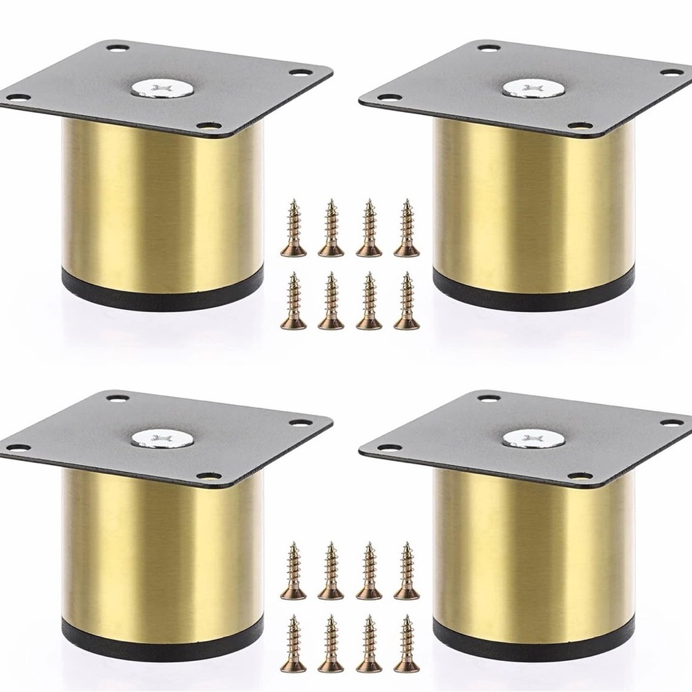 Brass Round Furniture Legs Set of 4 with Screws